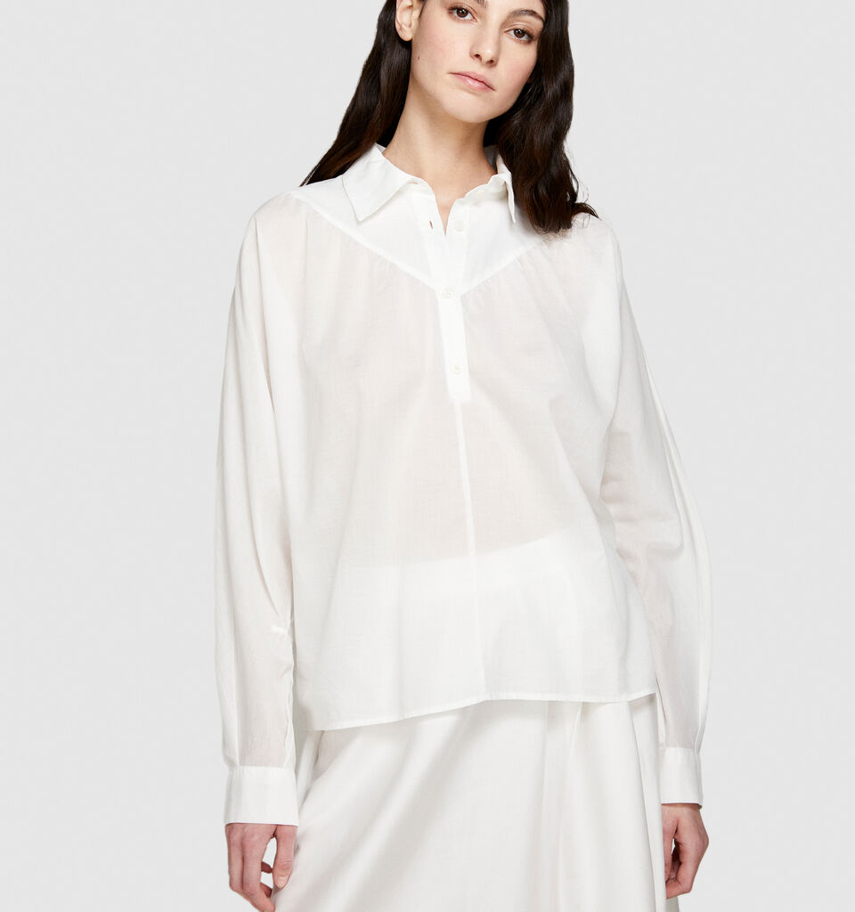 Oversized blouse - women's blouses - White | Sisley image number 4